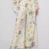 Bedruckte Strandhose mit weitem Bein