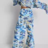 Bedruckte Strandhose mit weitem Bein