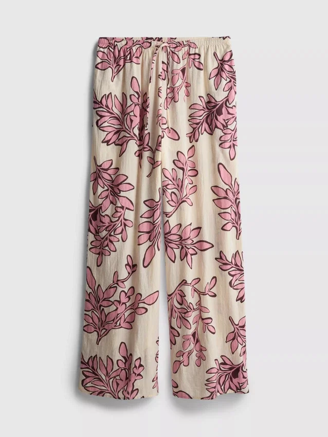 Bedruckte Strandhose mit weitem Bein