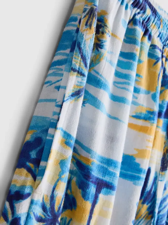 Bedruckte Strandhose mit weitem Bein