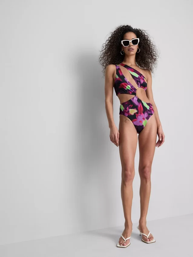 Bedruckter Badeanzug mit Cut-outs