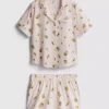 Bedruckter Boyfriend-Shorty-Schlafanzug