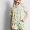 Bedruckter Boyfriend-Shorty-Schlafanzug