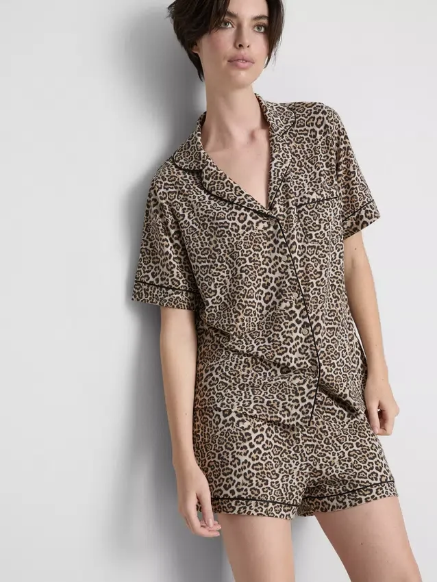 Bedruckter Shorty-Schlafanzug im Boyfriend-Stil
