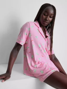 Bedruckter Shorty-Schlafanzug im Boyfriend-Stil
