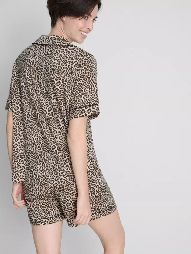 Bedruckter Shorty-Schlafanzug im Boyfriend-Stil