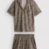 Bedruckter Shorty-Schlafanzug im Boyfriend-Stil