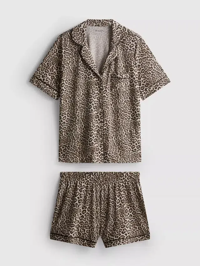 Bedruckter Shorty-Schlafanzug im Boyfriend-Stil