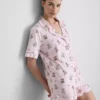 Bedruckter Teddy-Boyfriend-Shorty-Schlafanzug