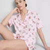 Bedruckter Teddy-Boyfriend-Shorty-Schlafanzug