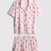 Bedruckter Teddy-Boyfriend-Shorty-Schlafanzug