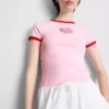 Bedrucktes Baumwoll-Baby-T-Shirt mit Ringer-Schnitt