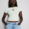 Bedrucktes Baumwoll-Baby-T-Shirt mit Ringer-Schnitt