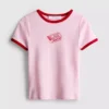 Bedrucktes Baumwoll-Baby-T-Shirt mit Ringer-Schnitt