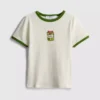 Bedrucktes Baumwoll-Baby-T-Shirt mit Ringer-Schnitt