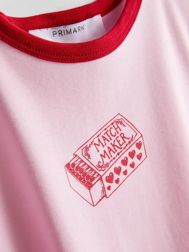 Bedrucktes Baumwoll-Baby-T-Shirt mit Ringer-Schnitt
