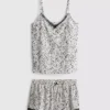 Bedrucktes Cami-Top-und-Shorts-Schlafanzug-Set