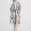 Bedrucktes Midi-Strandkleid im Wickelstil