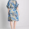 Bedrucktes Midi-Strandkleid im Wickelstil