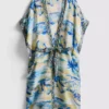 Bedrucktes Midi-Strandkleid im Wickelstil