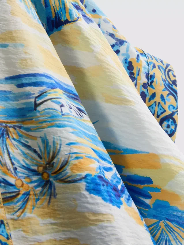 Bedrucktes Midi-Strandkleid im Wickelstil