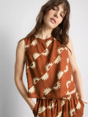 Bedrucktes Tanktop aus Baumwollmischung