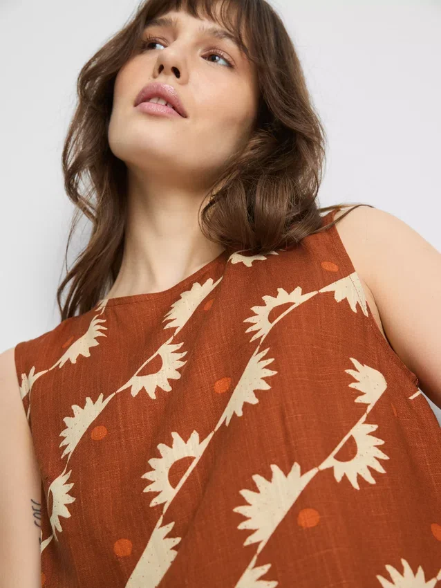 Bedrucktes Tanktop aus Baumwollmischung
