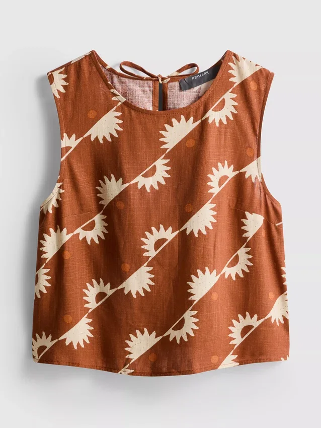 Bedrucktes Tanktop aus Baumwollmischung
