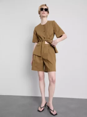 Bermuda-Shorts aus Baumwollmischung im Safari-Stil
