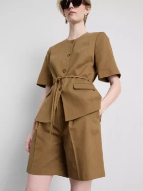 Bermuda-Shorts aus Baumwollmischung im Safari-Stil