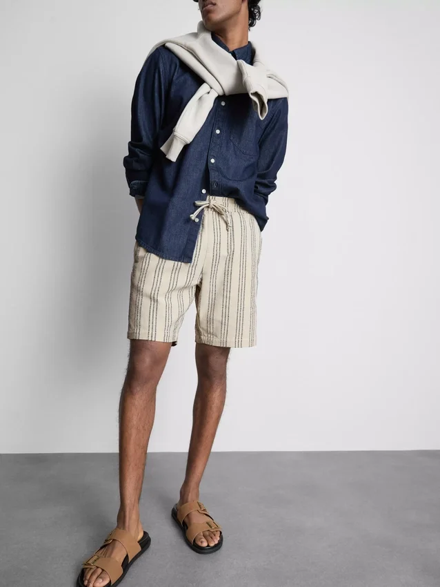 Bermudashorts mit strukturierten Streifen