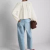 Bestickte Bluse mit Ballonärmeln