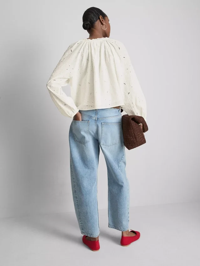 Bestickte Bluse mit Ballonärmeln