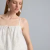 Besticktes, kurzes Cami-Top aus Baumwolle