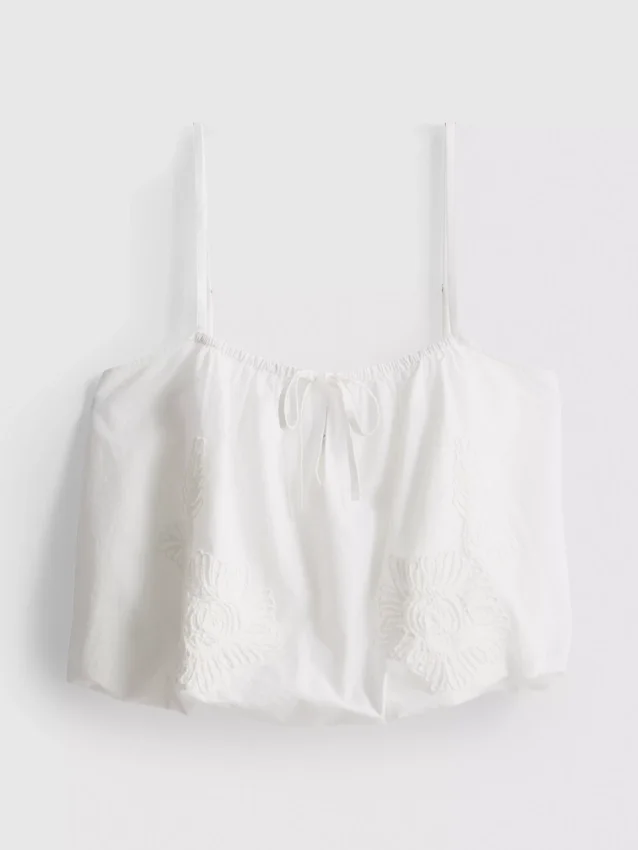 Besticktes, kurzes Cami-Top aus Baumwolle