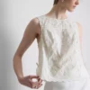 Besticktes Tanktop mit Blumenmuster und Bindeband