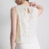 Besticktes Tanktop mit Blumenmuster und Bindeband