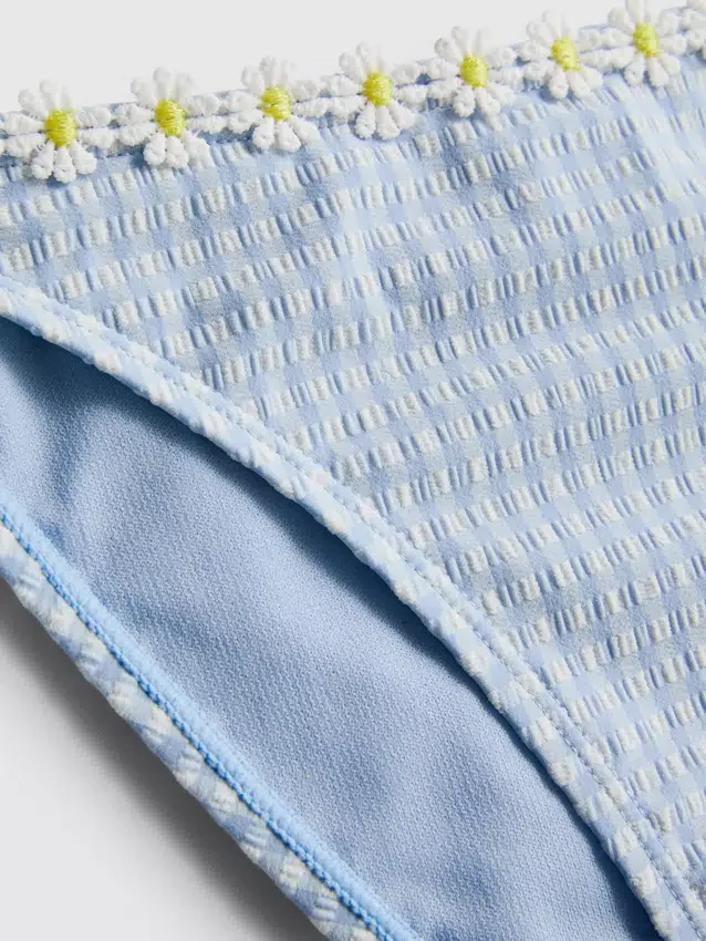 Bikini-Hösli aus Gingham mit Gänseblümchen-Borte