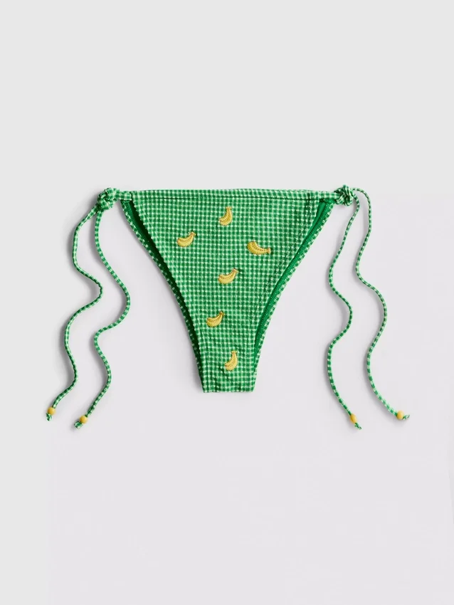 Bikini-Hösli mit seitlichen Bändern im Gingham-Muster