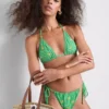 Bikini-Oberteil im Gingham-Muster mit Bananen-Stickerei