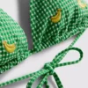 Bikini-Oberteil im Gingham-Muster mit Bananen-Stickerei