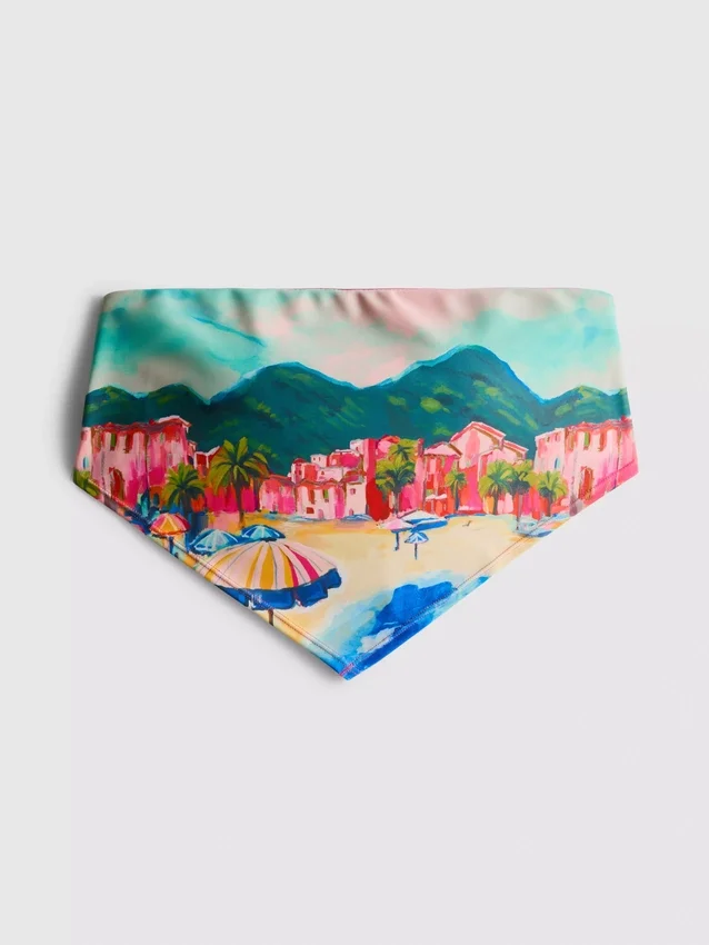Bikini-Oberteil mit Bandana-Print und landschaftlichem Motiv
