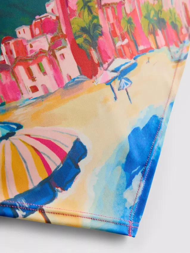 Bikini-Oberteil mit Bandana-Print und landschaftlichem Motiv