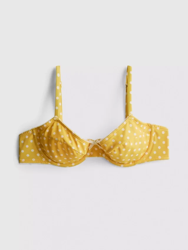 Bikini-Oberteil mit Bügeln, Herzausschnitt und Polka-Dots