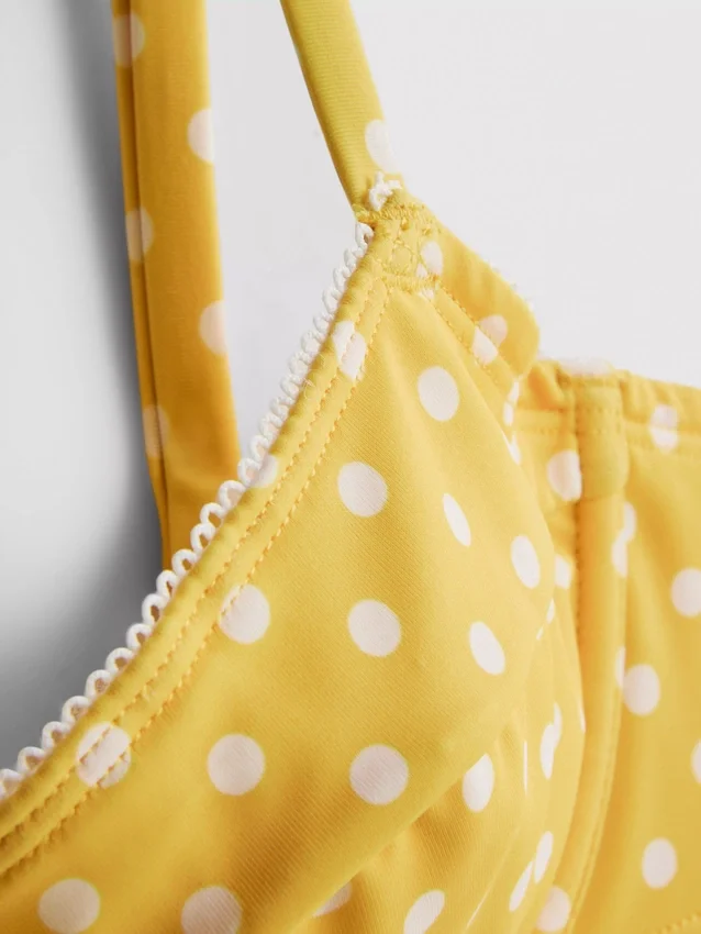 Bikini-Oberteil mit Bügeln, Herzausschnitt und Polka-Dots