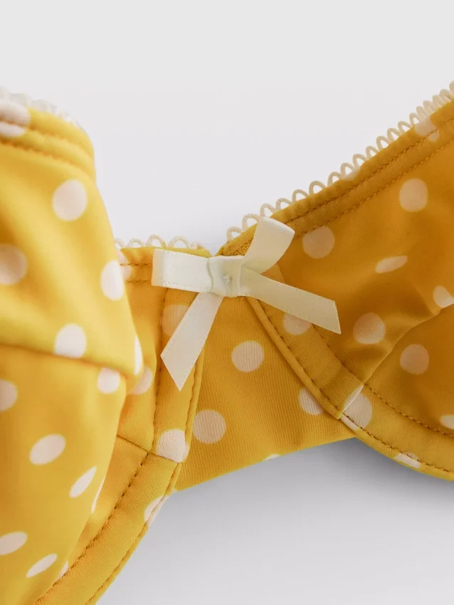 Bikini-Oberteil mit Bügeln, Herzausschnitt und Polka-Dots