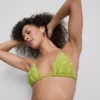 Bikini-Oberteil mit Dreiecks-Schnitt und Fischstickerei