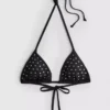 Bikini-Oberteil mit Dreiecks-Strassverzierung