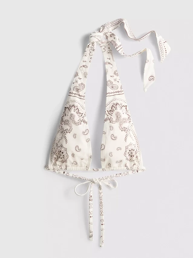 Bikini-Oberteil mit Halterneck und Bandana-Print
