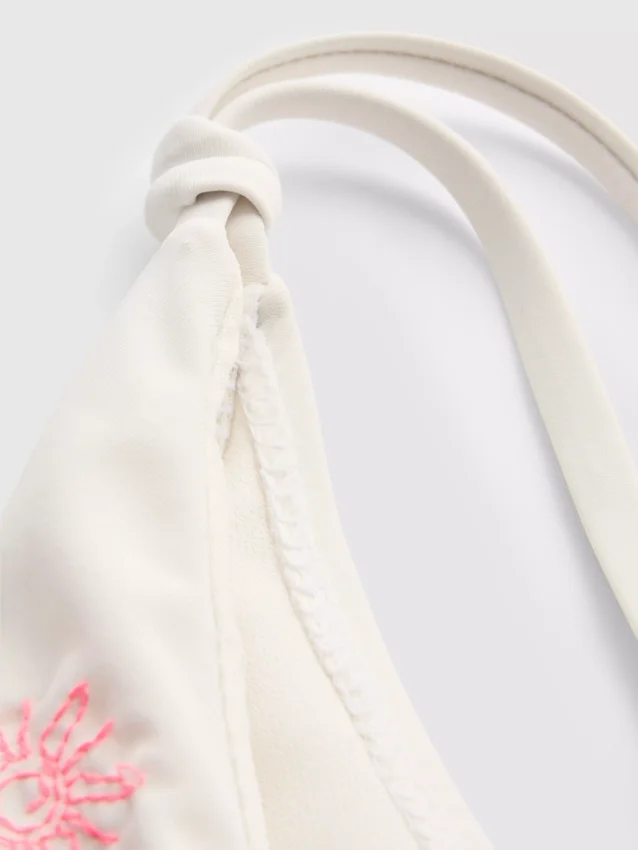 Bikini-Unterteil mit Muschelstickerei und seitlichen Bändern